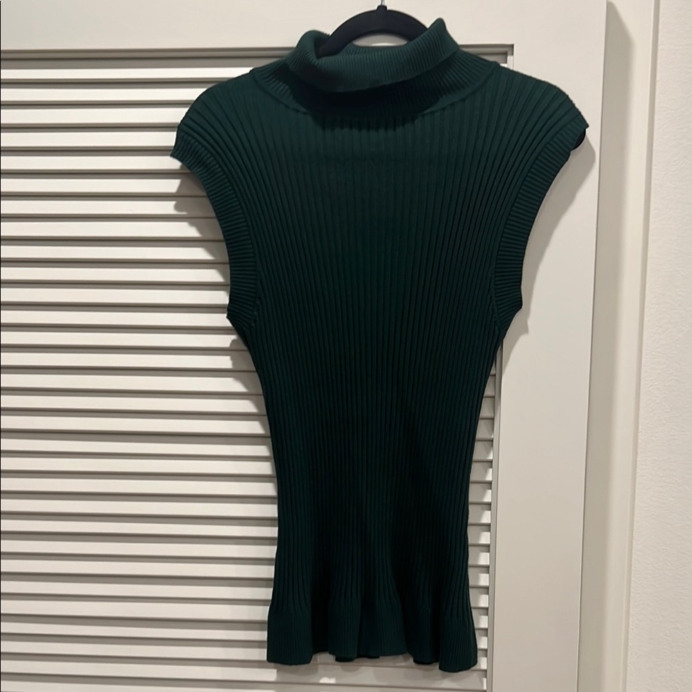 Dark Green Sleeveless Turtleneck Top